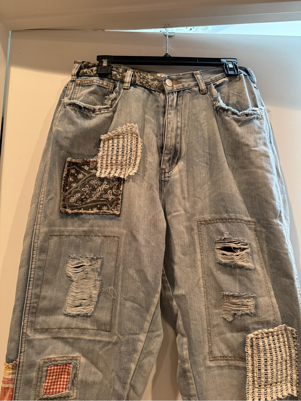 POL Light Blue Denim Jeans with Paisley Waistband Detail - Picture 2 of 5